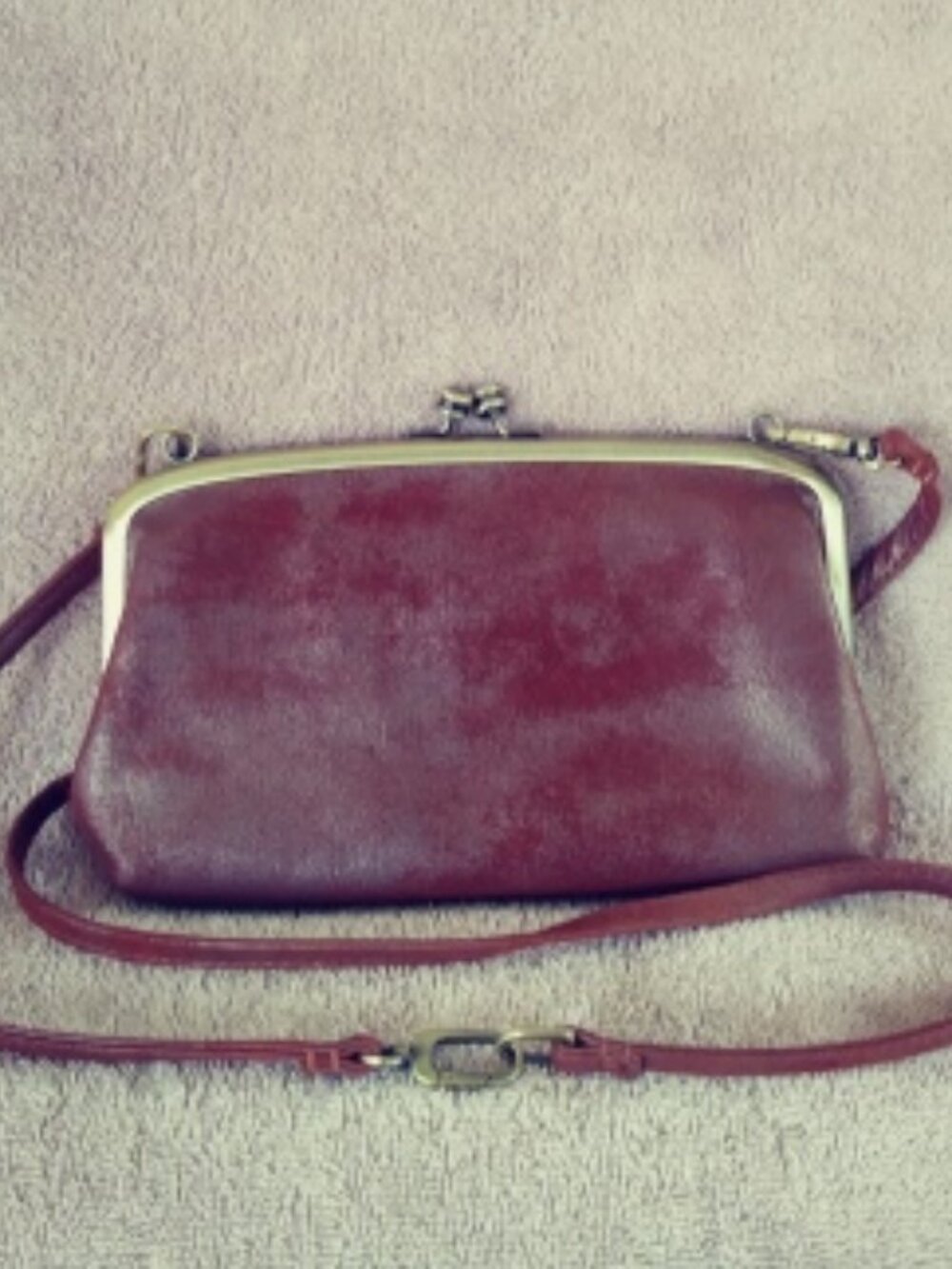 Vintage leather HOBO CROSSBODY FRAME BAG or WALLET